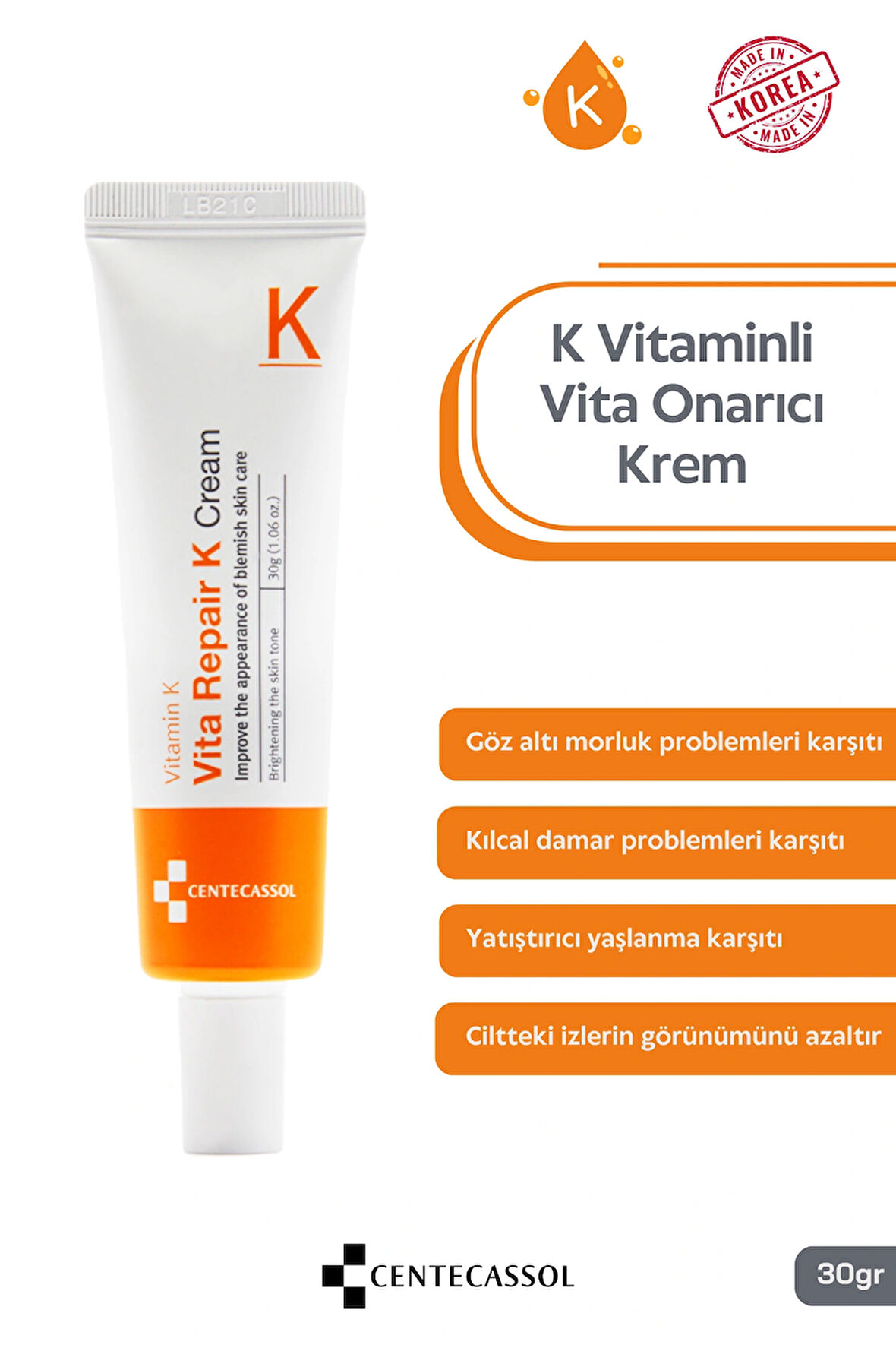 CENTECASSOL K Vitaminli Krem - Cilt Morlukları Ve Kılcal Damar Problemleri Için Krem