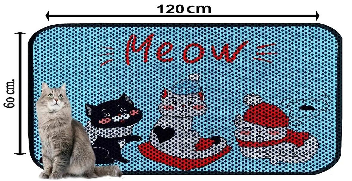 XXL BÜYÜK BOY ELEKLİ TUVALET ÖNÜ DESENLİ KEDİ KUMU PASPASI 60X120 CM