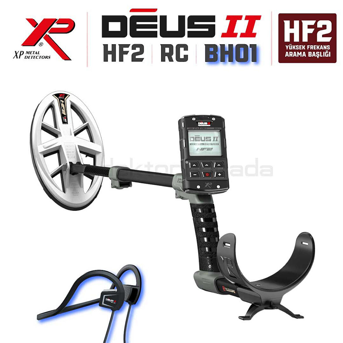 Deus 2 Dedektör - HF 2 Başlık, Ana Kontrol Ünitesi BH-01 Kablolu Su Geçirmez Kulaklık 