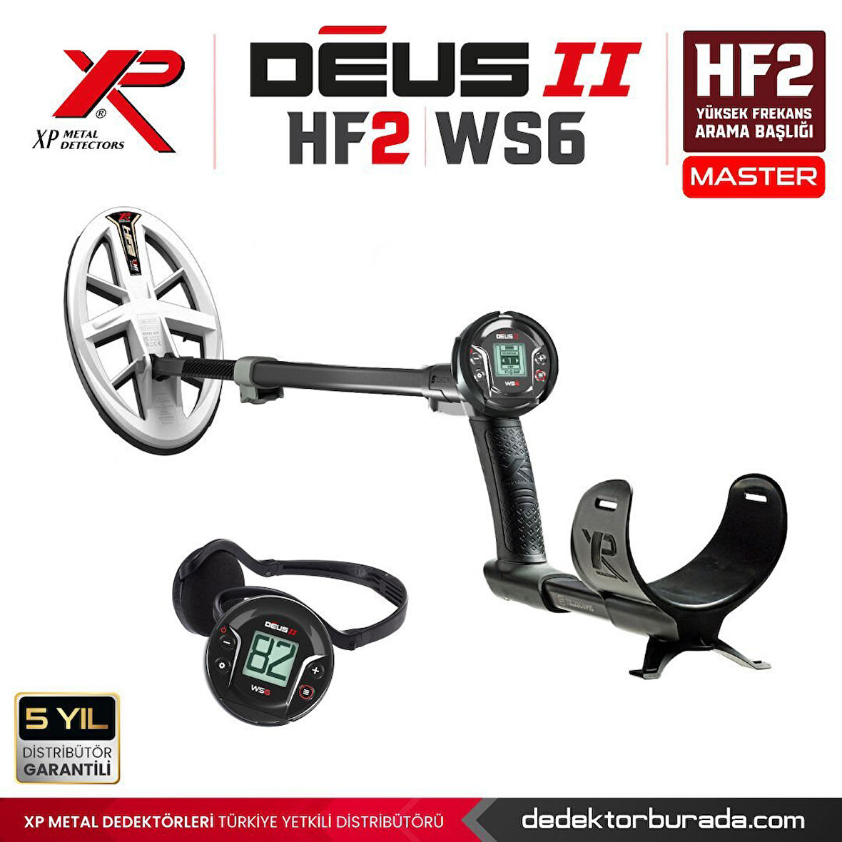 Deus 2 Dedektör - 24x13cm HF2 Başlık, WS6 Master