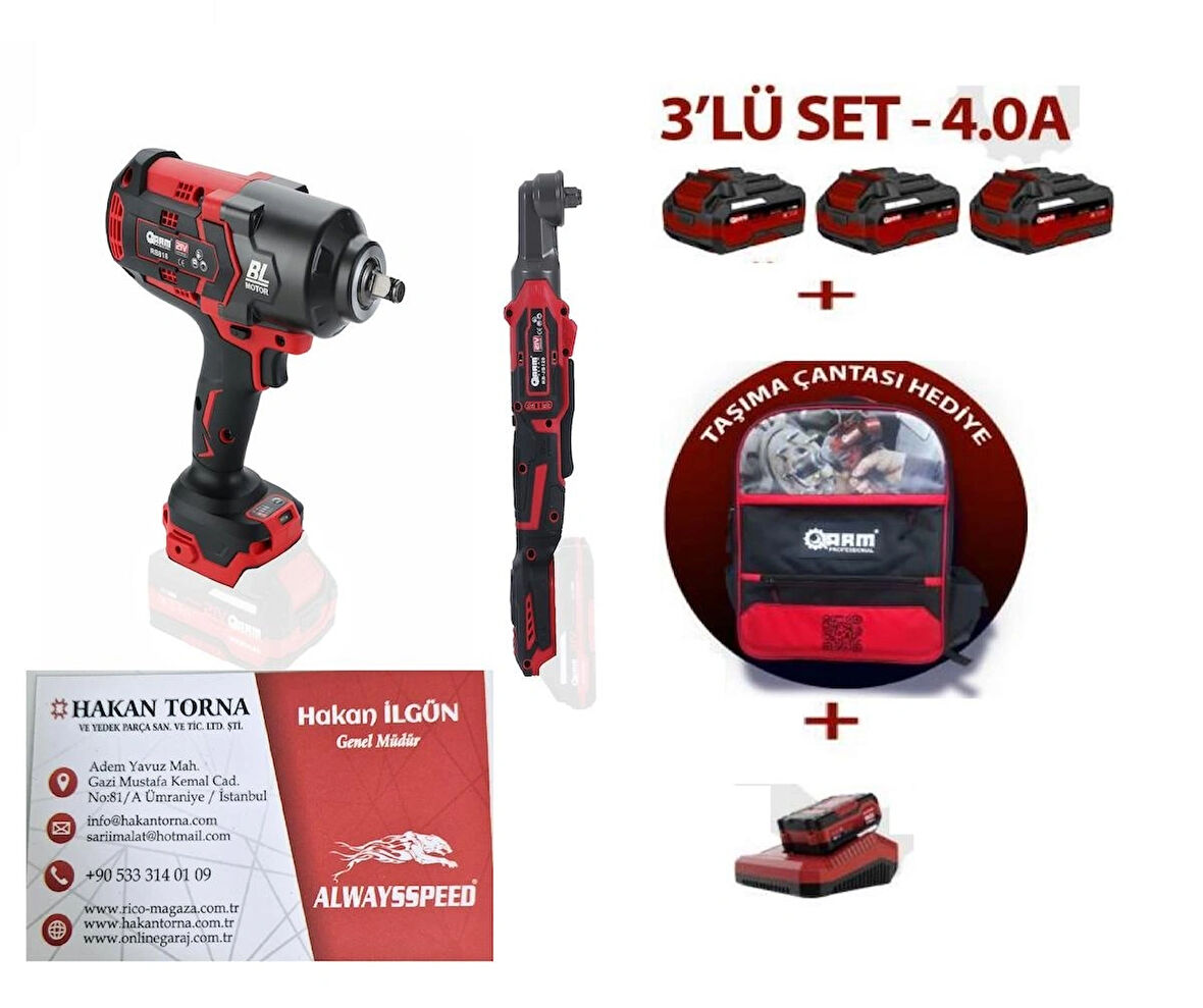 -ARM- 1/2 Şarjlı Cırcır JB120 1/2 Somun Sökme Sıkma 1800 Nm RB-818