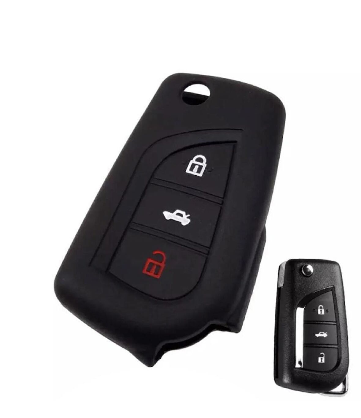 Toyota Uyumlu  Auris Corolla Yaris Avensis Silikon Anahtar Koruma Kılıfı Siyah Renk