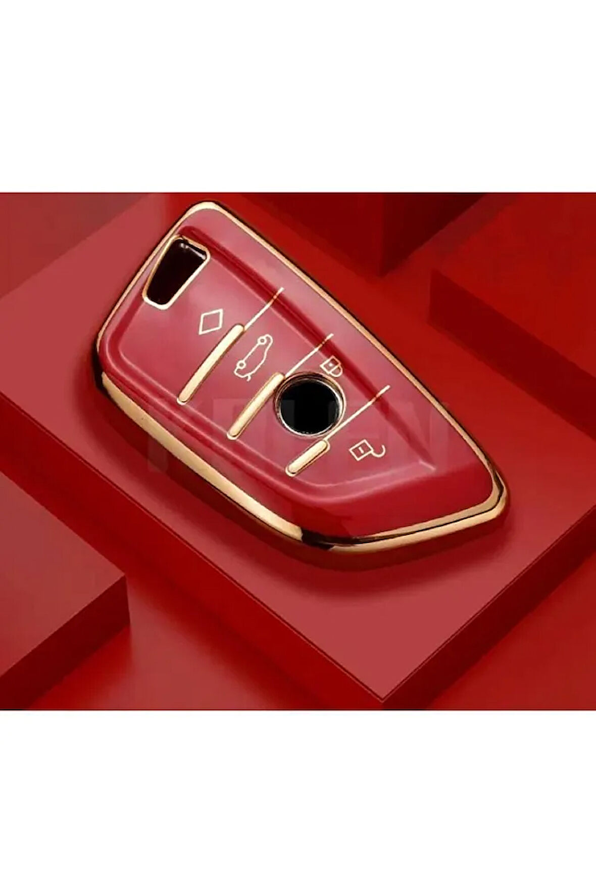 Bmw F15 G20 F48 F39 X5 X6 Üçgen Tip Anahtar Koruma Kılıfı (KABI) Kırmızı Renk