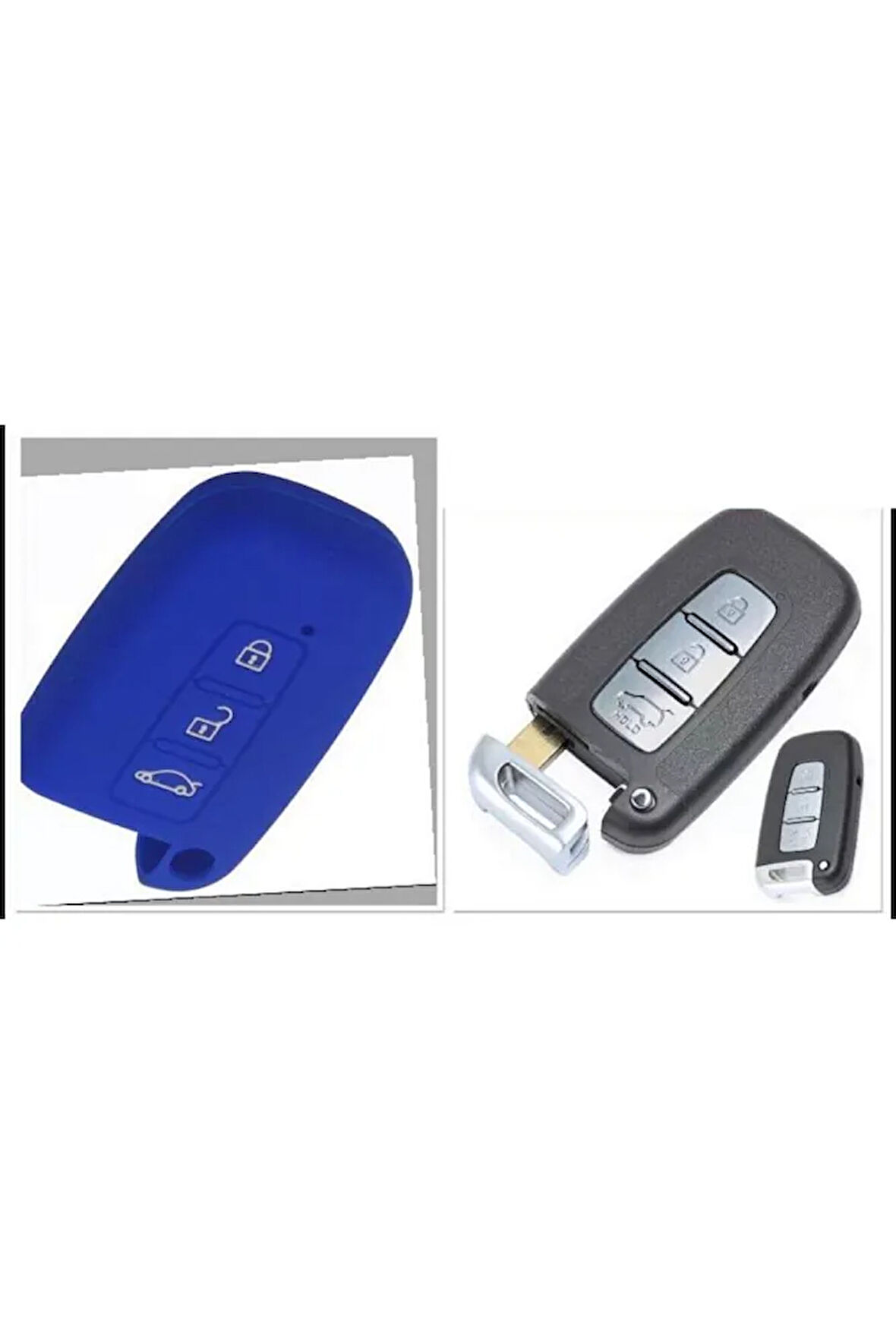 Hyundai Ix35 I 30 Uyumlu Silikon Anahtar Koruma Kılıfı Sustasız Model Mavi Renk