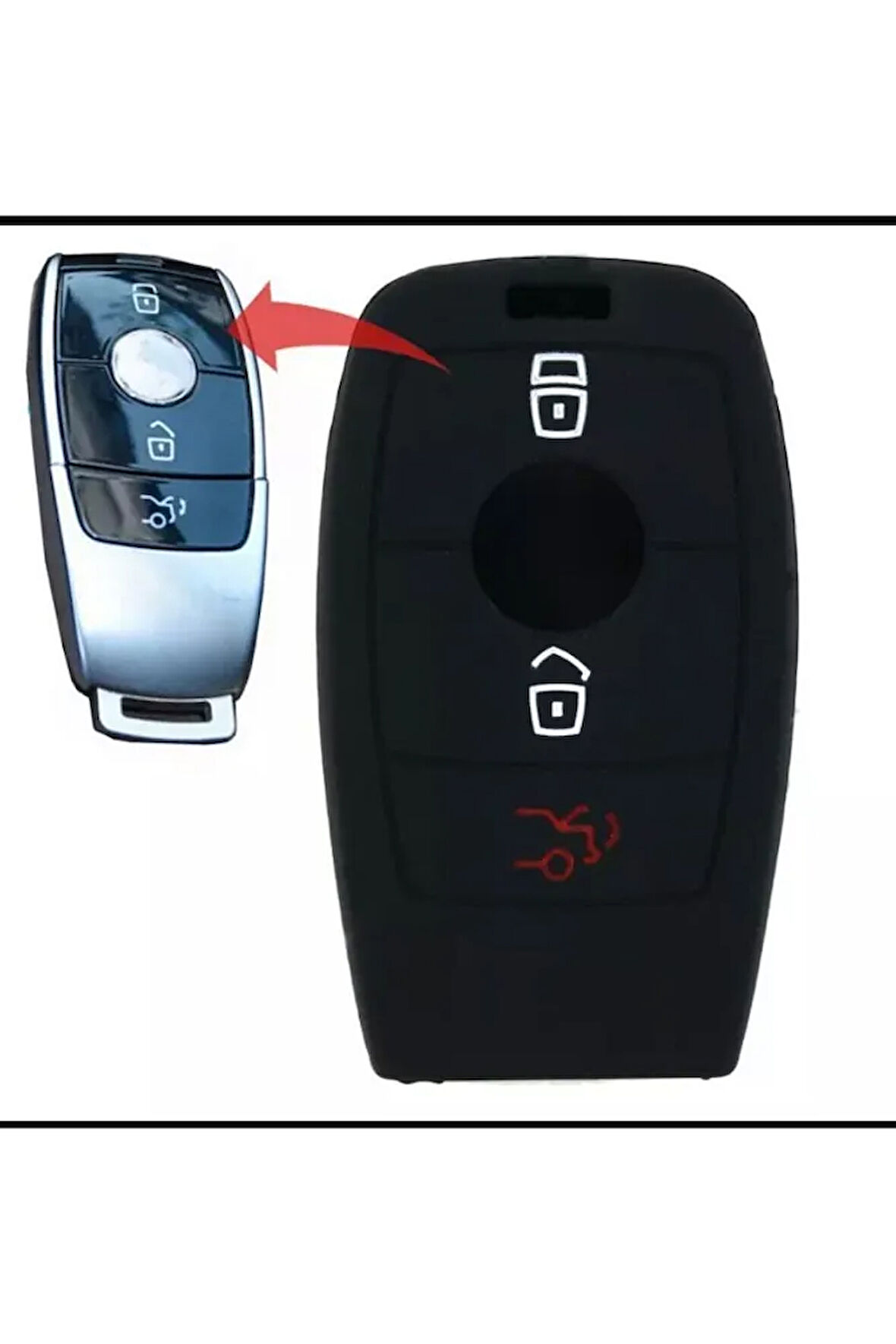 Mercedes C180 C200 W205 W213 E300 Ve B C E Sınıf Silikon Anahtar Kılıfı Siyah