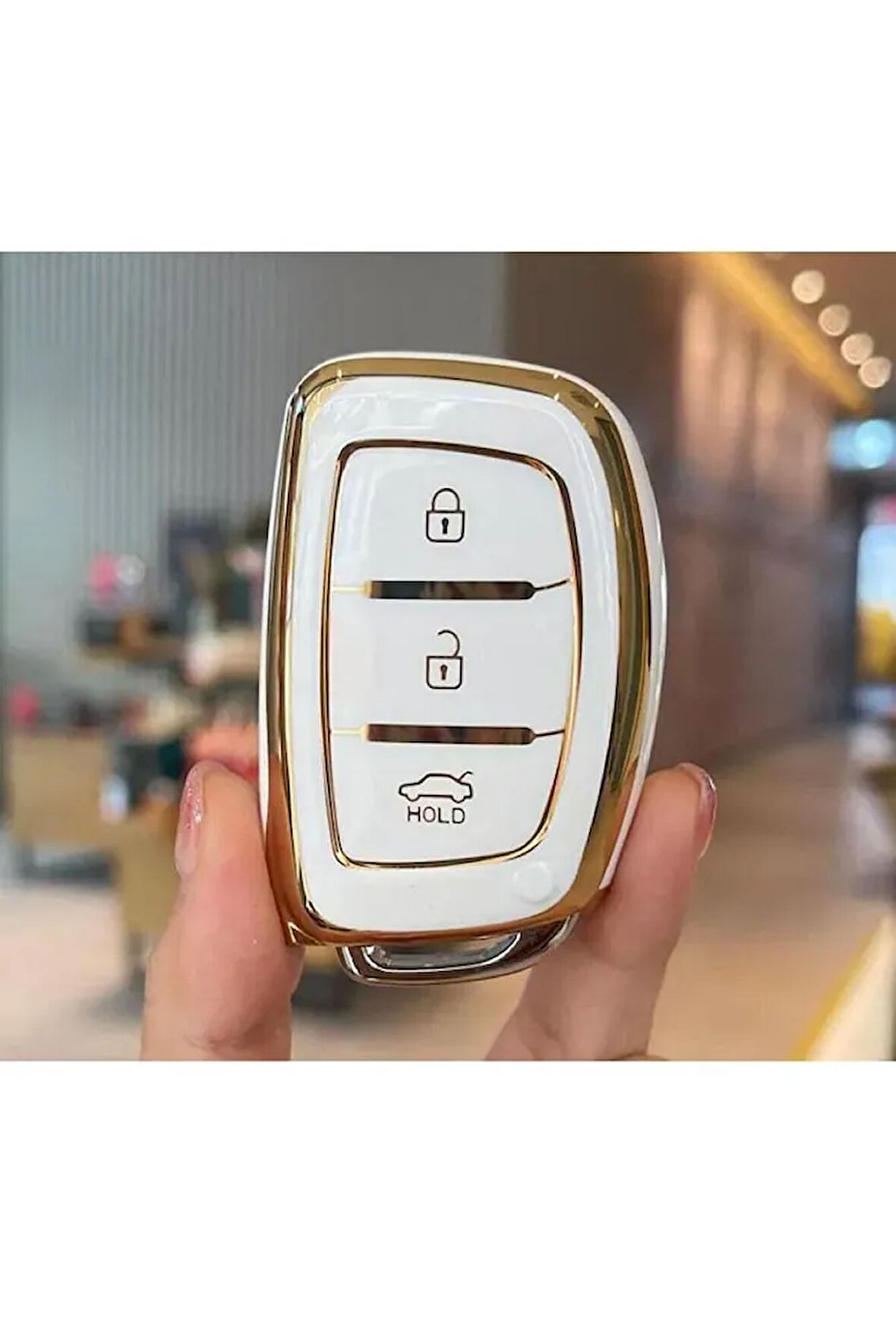 Hyundai Elantra Ix35 Tucson I10 I20 I30 I40 Ix35 Anahtar Koruma Kılıf Beyaz Gold 2.resime Bakınız