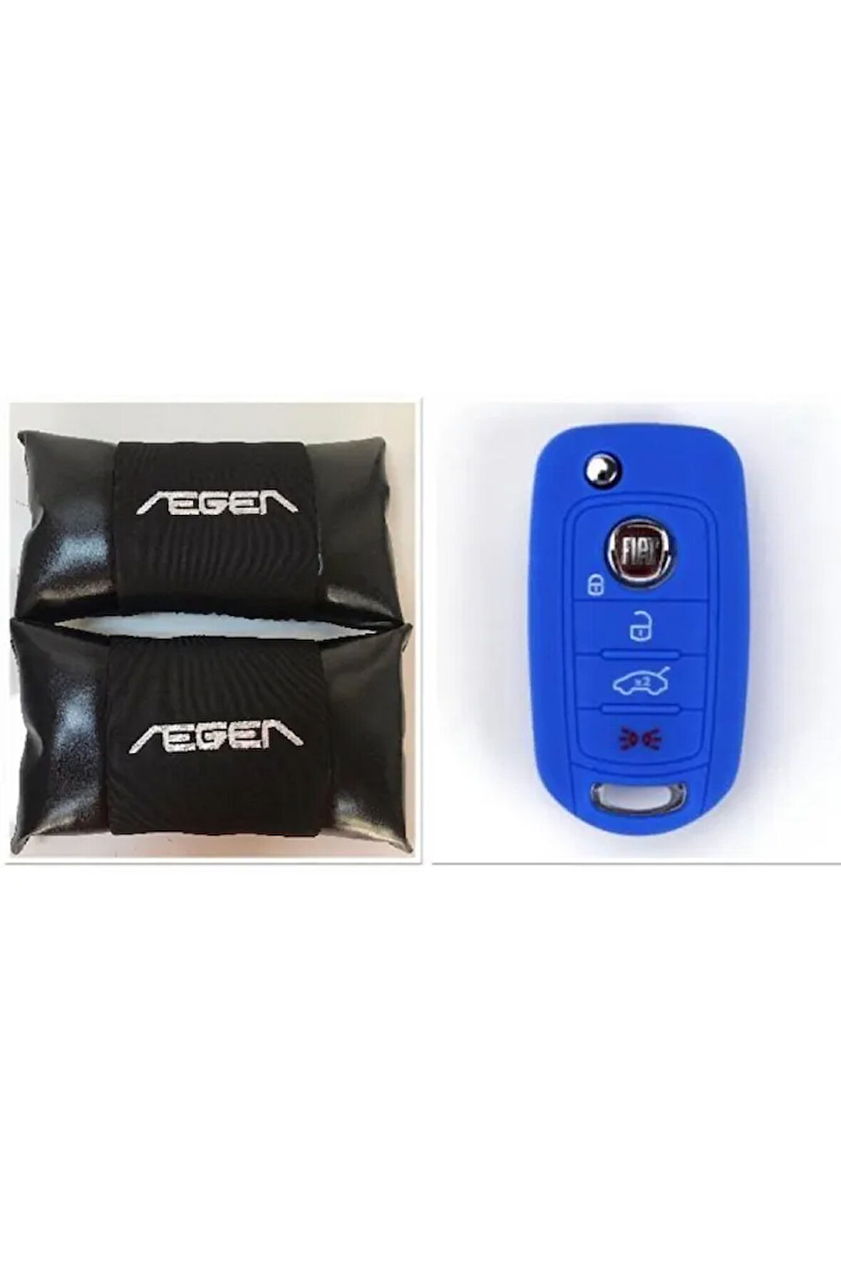 Fiat Egea Silikon Anahtar Koruma Kılıfı Ve 2 Adet Deri Oto Boyun Yastıgı