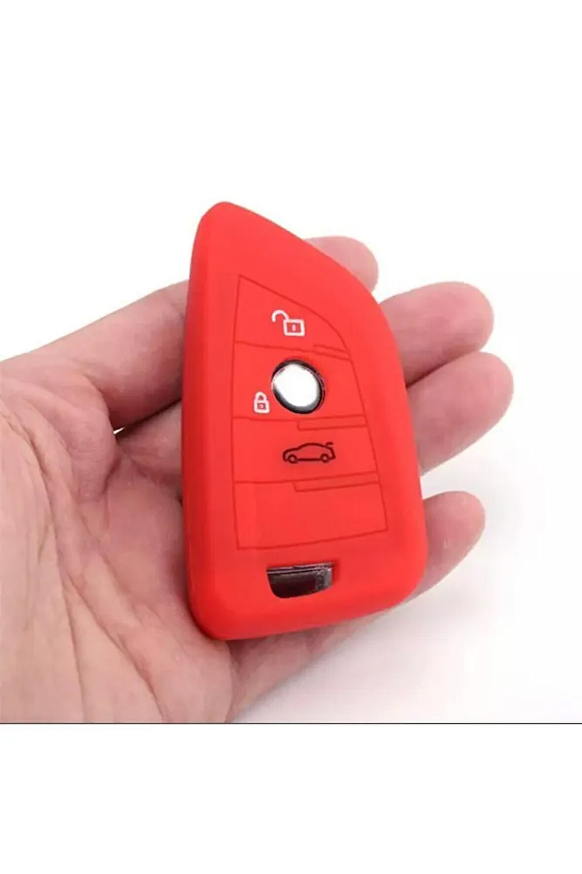 Bmw F15 G20 F48 F39 X5 X6 Uyumlu Üçgen Tip Silikon Anahtar Koruma Kılıfı Kırmızı Renk