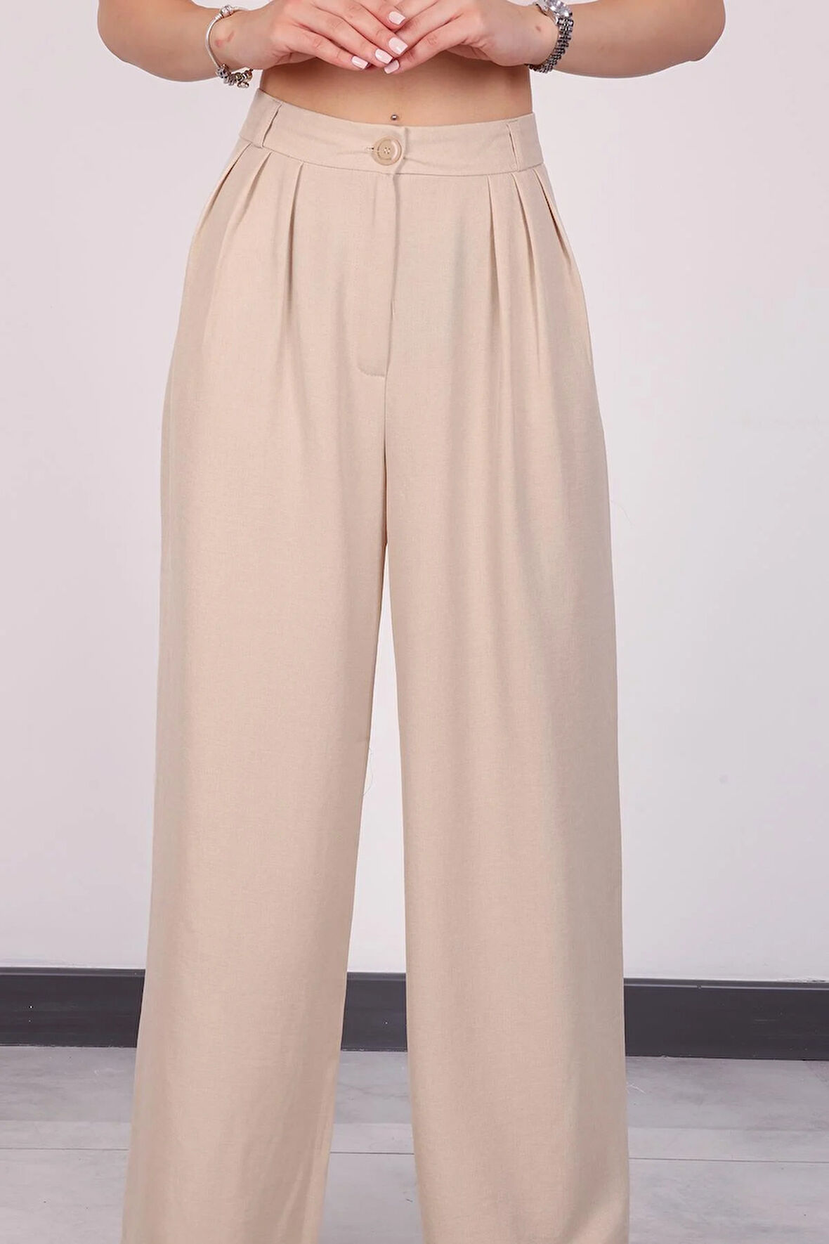 Kadın Taş Pile Detaylı Palazzo Pantolon