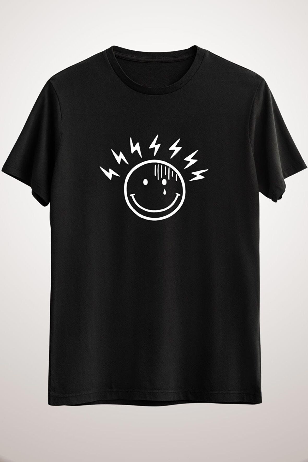 Erkek Siyah Smiley Face With Headache