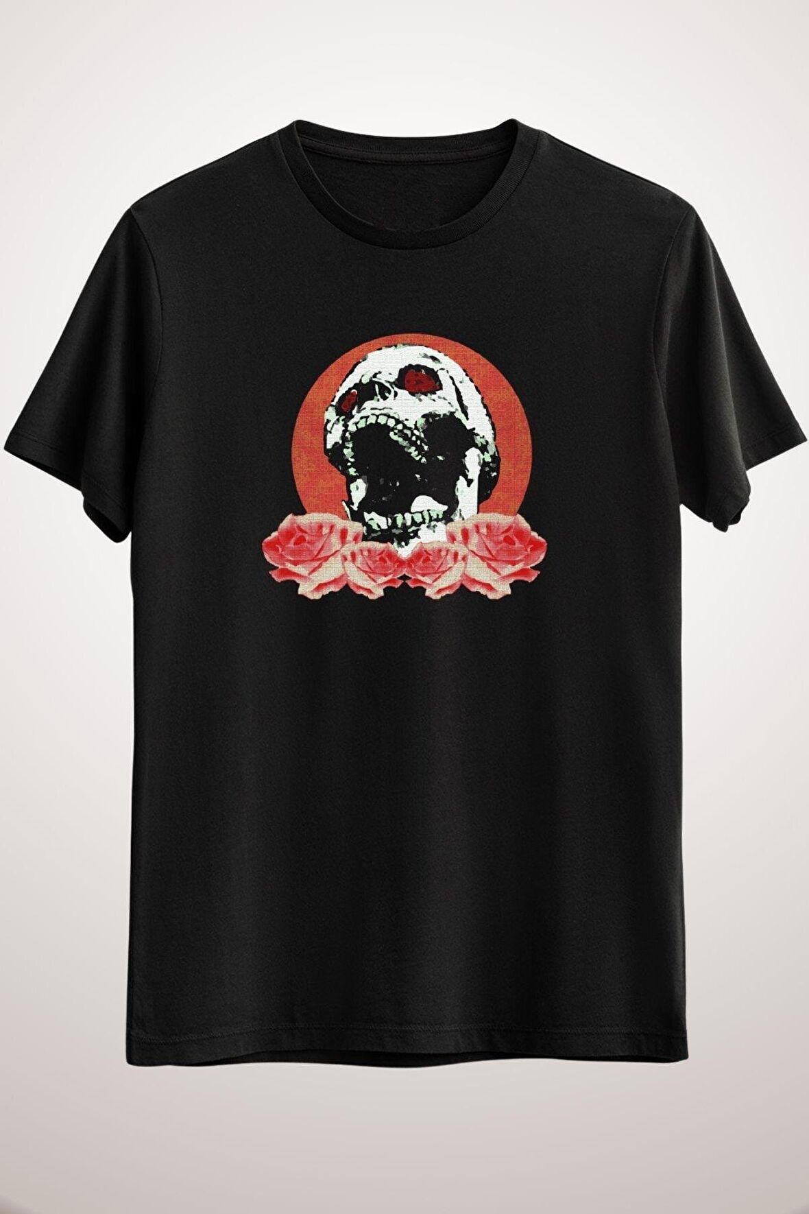 Erkek Siyah Skull & Roses