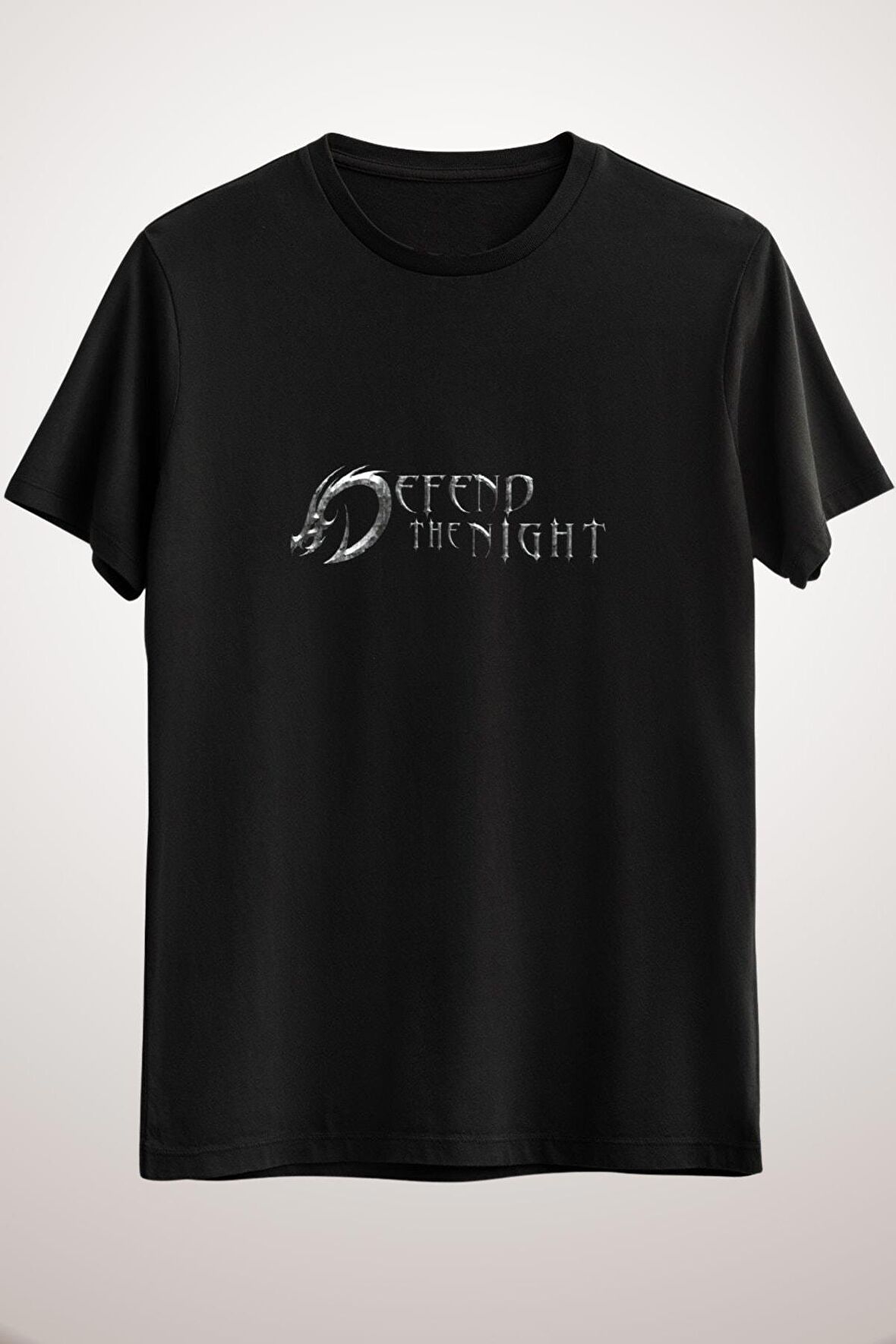 Erkek Siyah Defend The Night Logo Tees