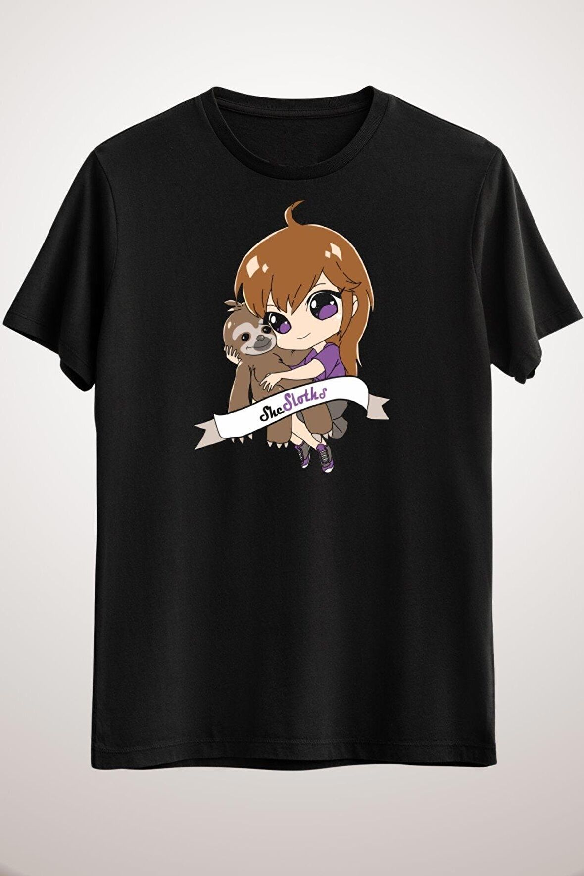Erkek Siyah Shesloths Twitch T-Shirt