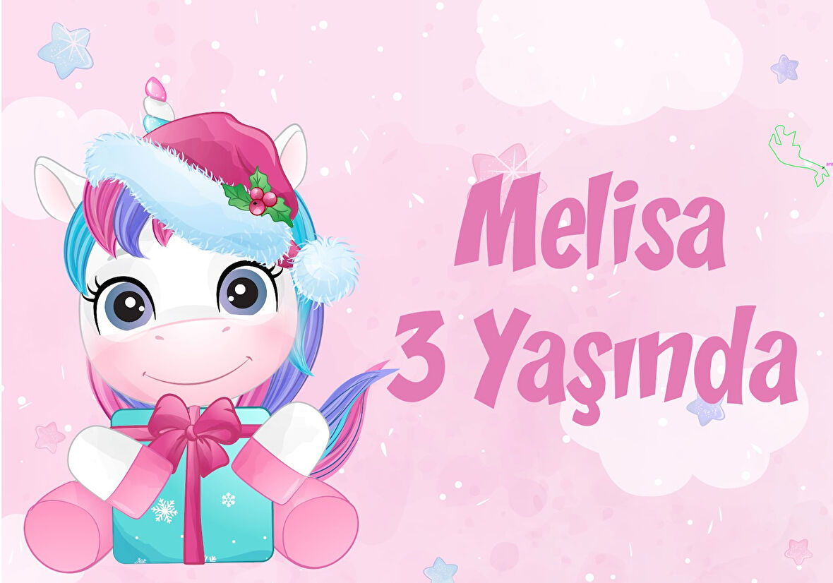 Pembe Univorn Doğum Günü Afişi - 35x50 Cm