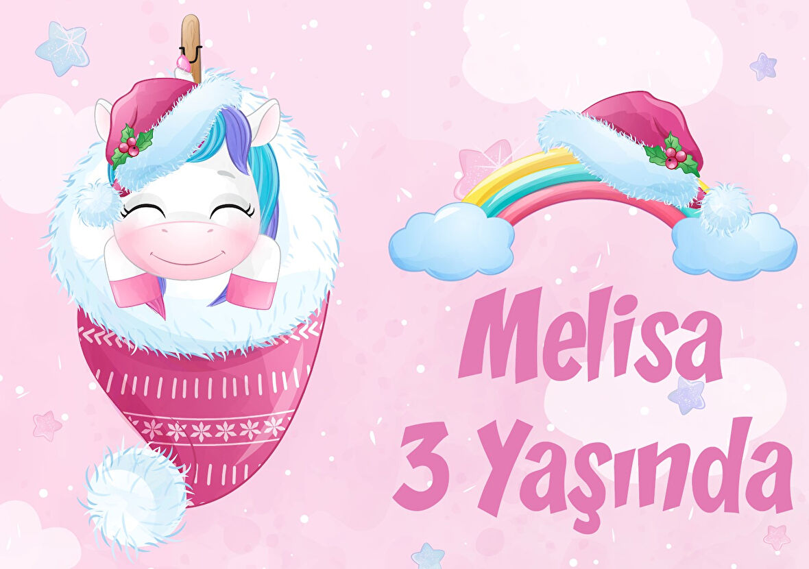 Pembe Univorn Doğum Günü Afişi - 70x100 Cm