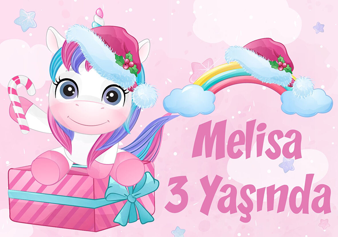 Pembe Univorn Doğum Günü Afişi - 35x50 Cm