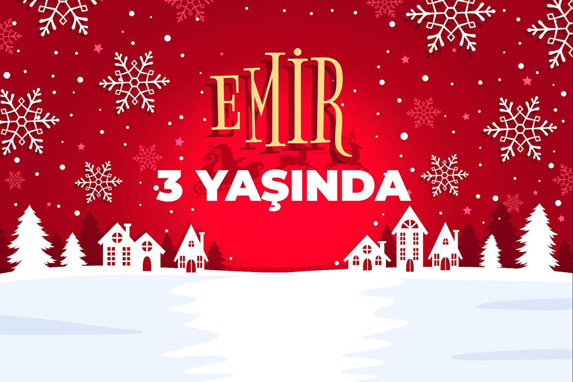 Kar ve Şehir Temalı Doğum Günü Afişi - 70x100 Cm