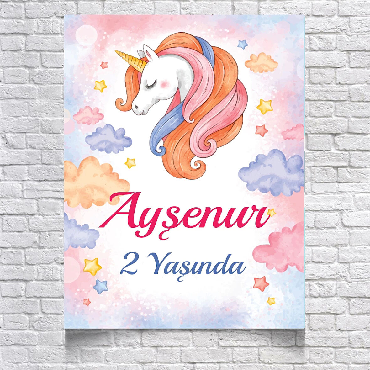 Unicorn Temalı Doğum Günü Afişi 100X150 cm