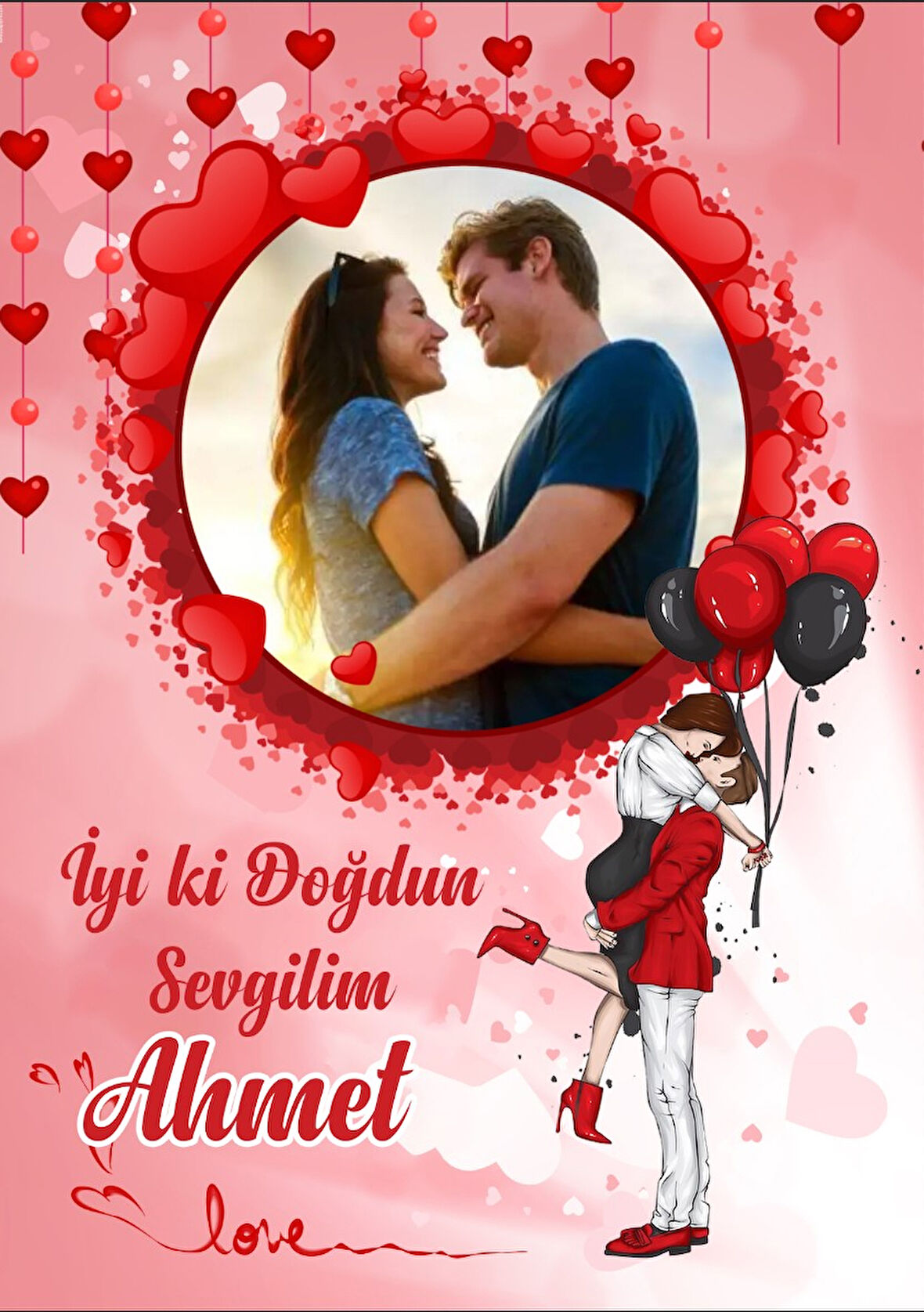 Sevgili Temalı Doğum Günü Afişi - 70x100 Cm