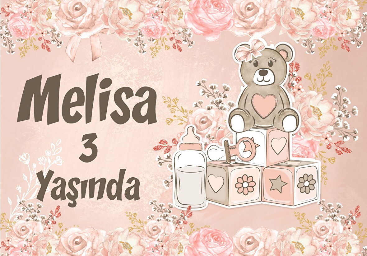 Pembe Ayıcık Temalı Doğum Günü Afişi - 70x100 Cm