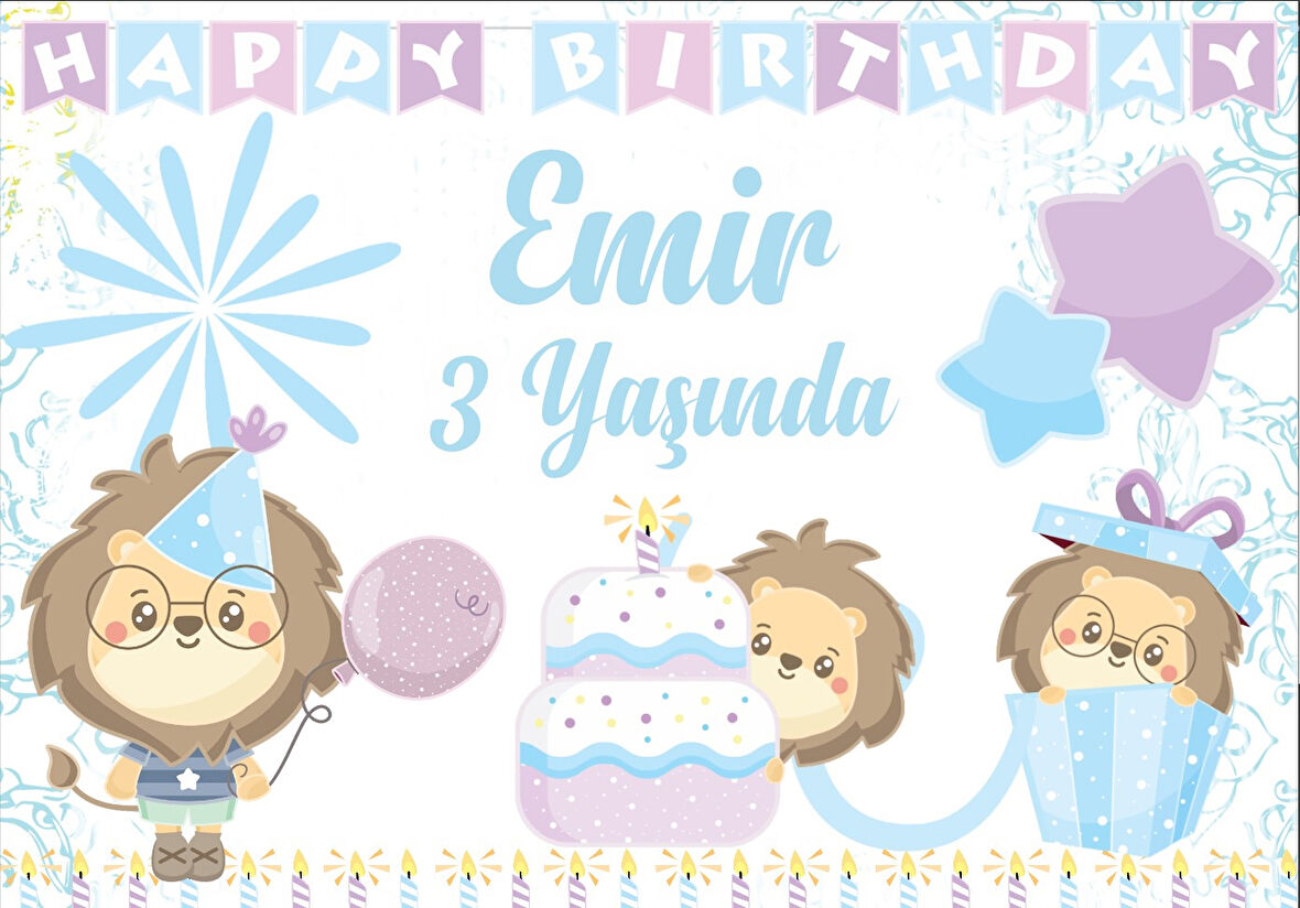 Sevimli Arslan Temalı Doğum Günü Afişi - 35x50 Cm