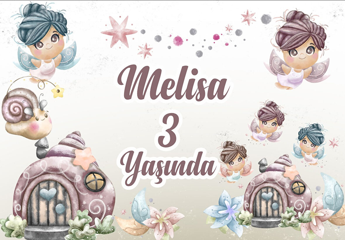 Peri Temalı Doğum Günü Afişi - 35x50 Cm