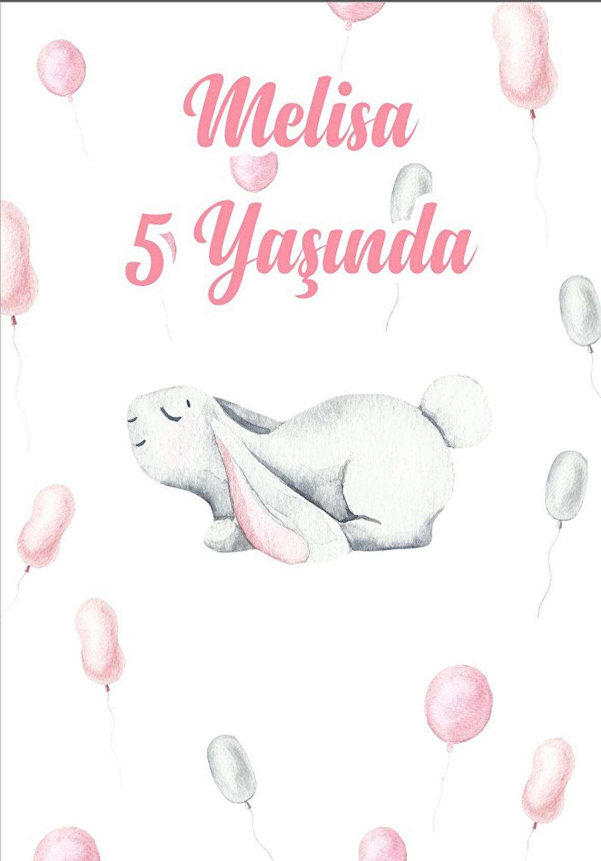 Sevimli Tavşan Temalı Doğıum Günü Afişi - 35x50 Cm