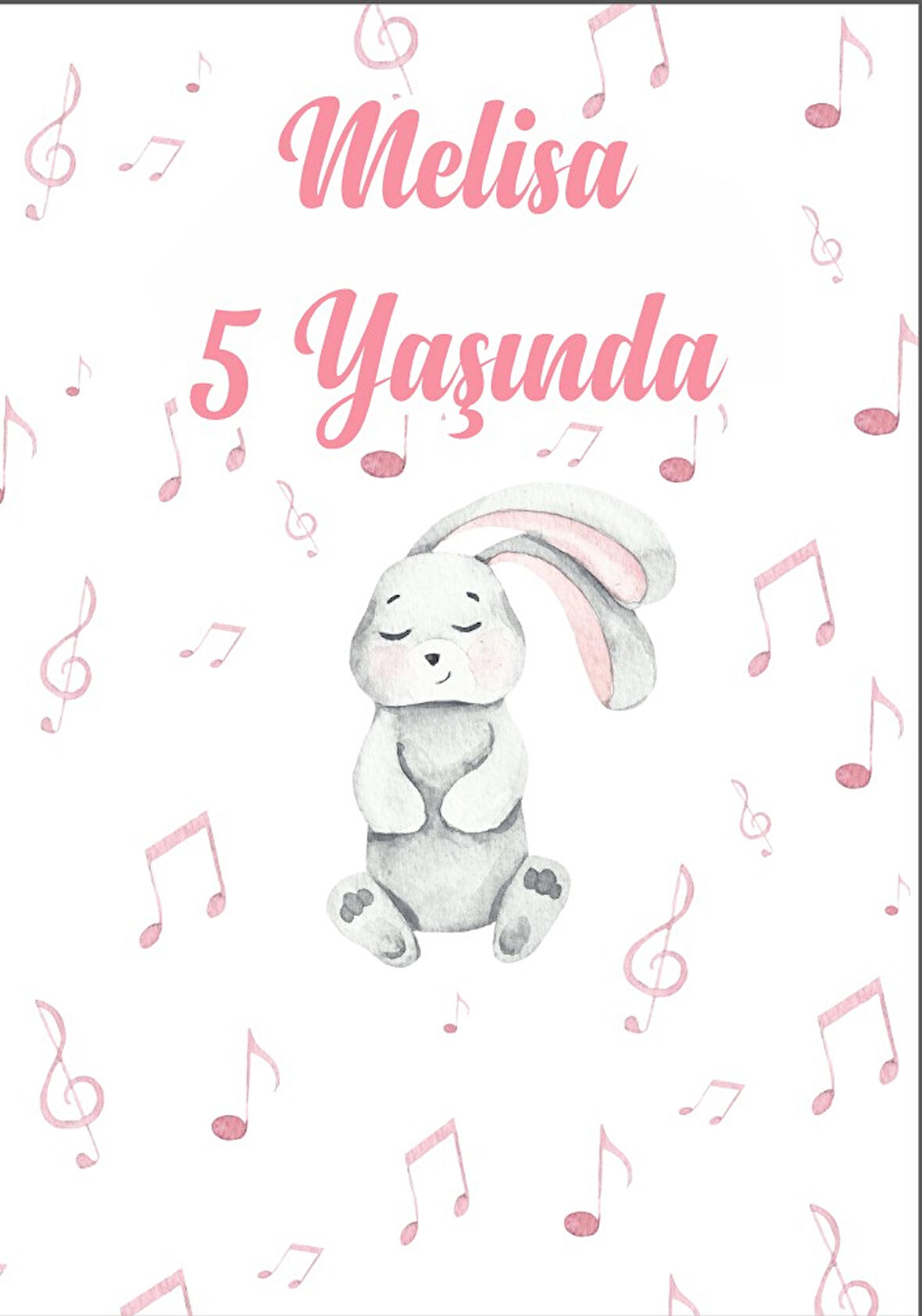 Sevimli Tavşan Temalı Doğıum Günü Afişi - 70x100 Cm