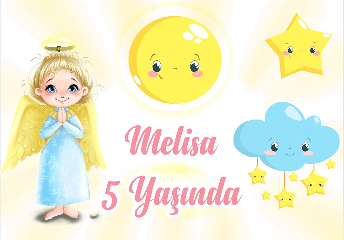 Melek Temalı Doğuım Günü Afişi - 35x50 Cm