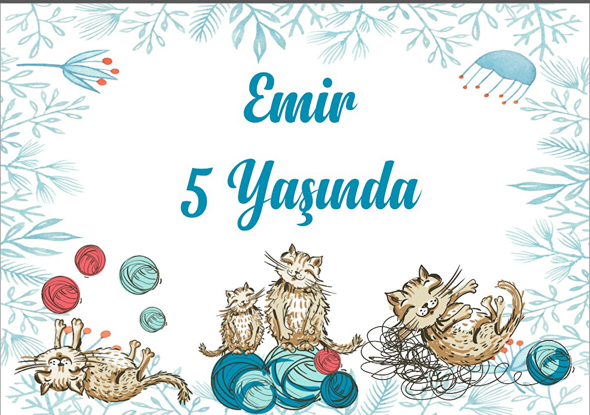 Kedi Temalı Doğum Günü Afişi - 50x70 Cm