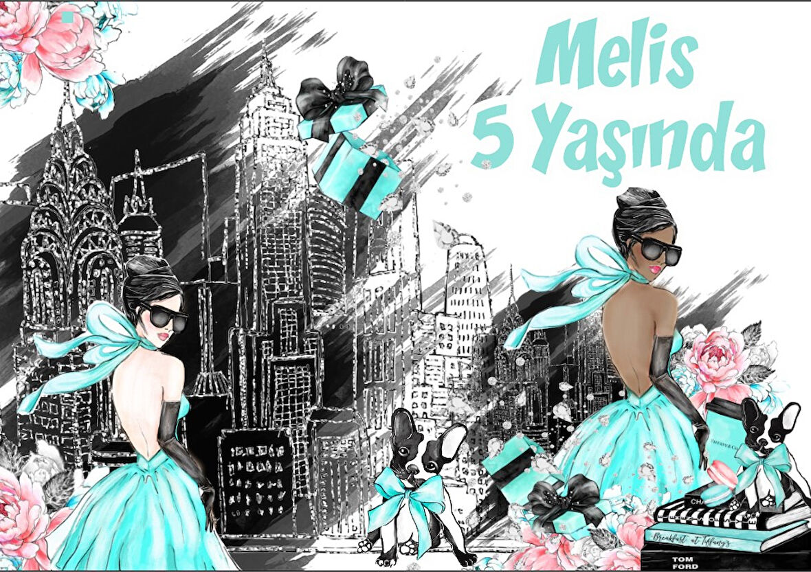 Siyah Şehir ve Kız Temalı Doğuım Günü Afişi - 70x100 Cm