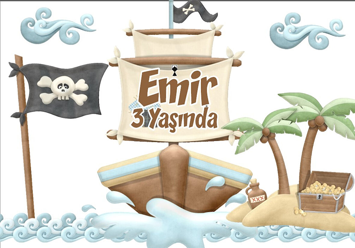 Korsan Temalı Doğum Günü Afişi - 35x50 Cm