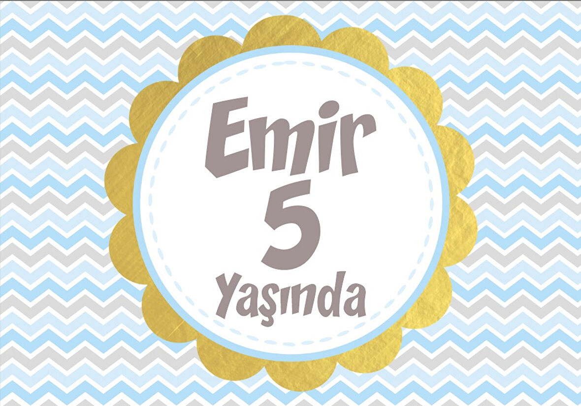 Mavi Çizgili Doğum Günü Afişi - 70x100 Cm