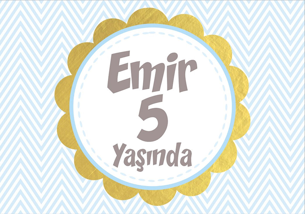 Mavi Çizgili Doğum Günü Afişi - 50x70 Cm