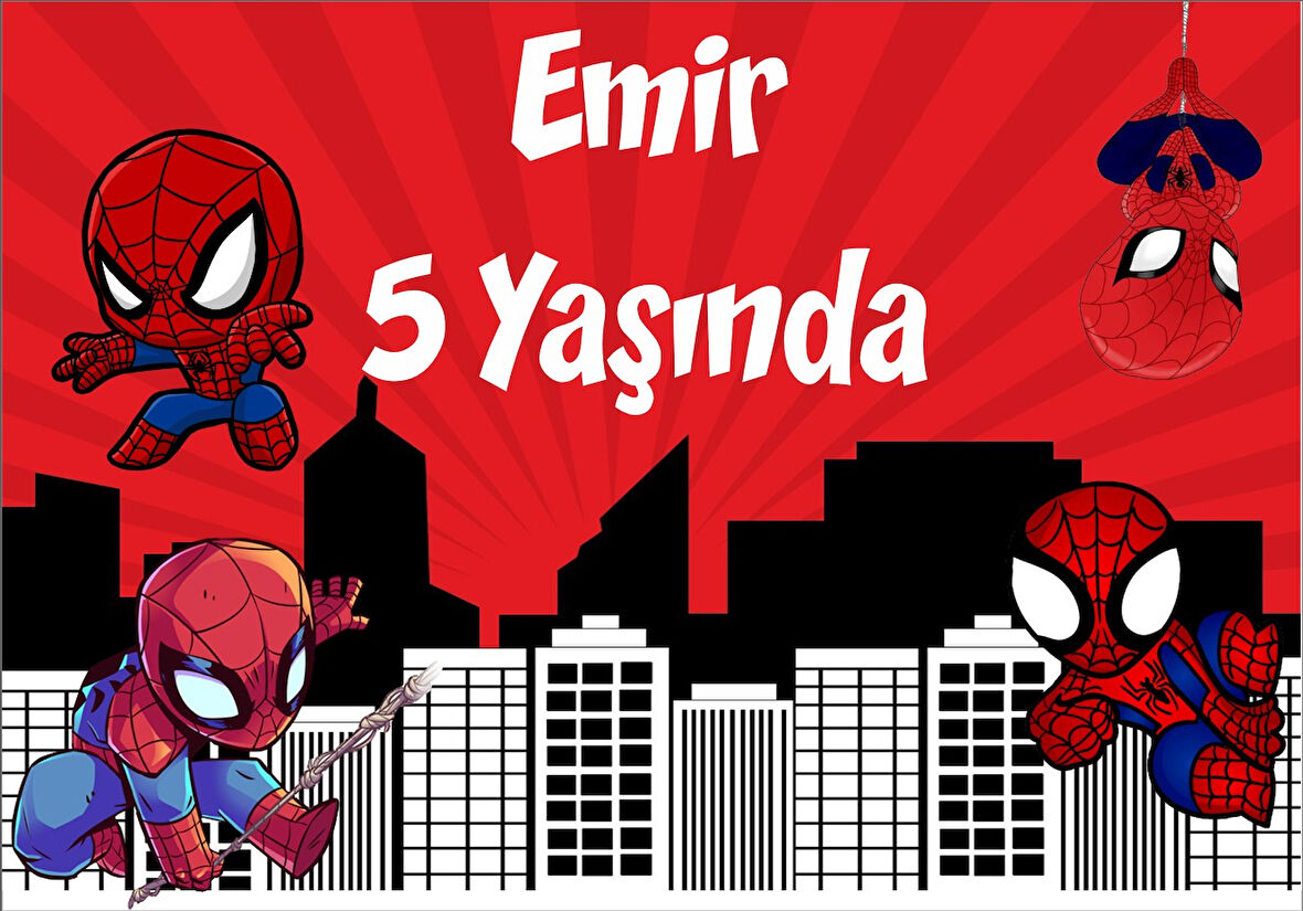 Örümcek Adam Temalı Doğum Günü Afiş - 50x70 Cm