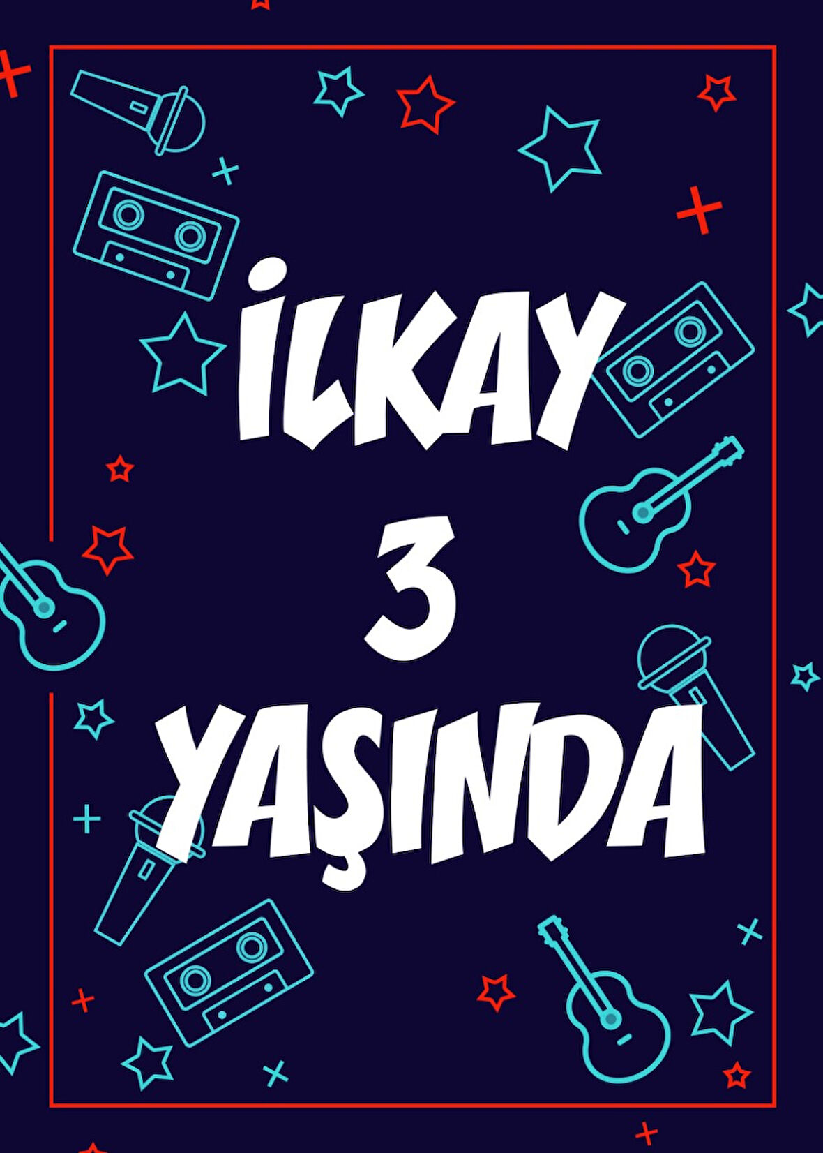 Müzik Aletlerii Temalı Doğum Günü Afişi - 50x70 Cm