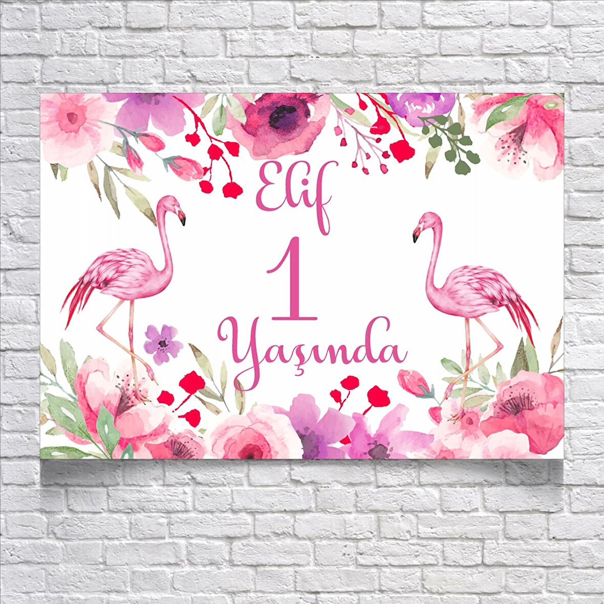Flamingo Temalı Doğum Günü Afişi 35X50 cm