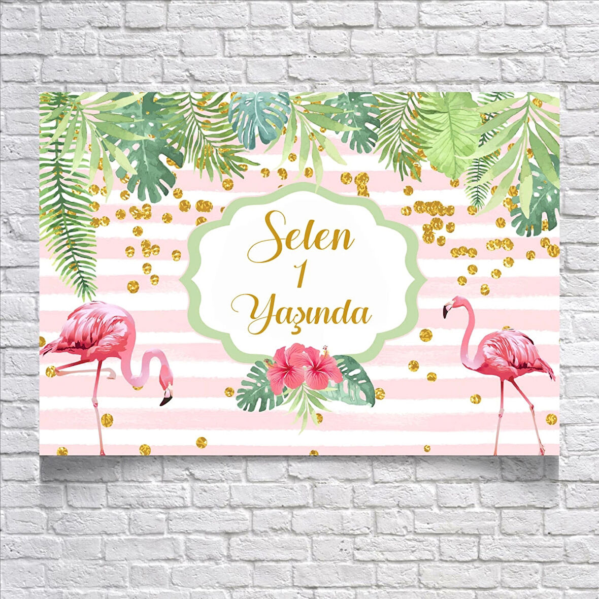 Flamingo Temalı Doğum Günü Afişi 70X100 cm
