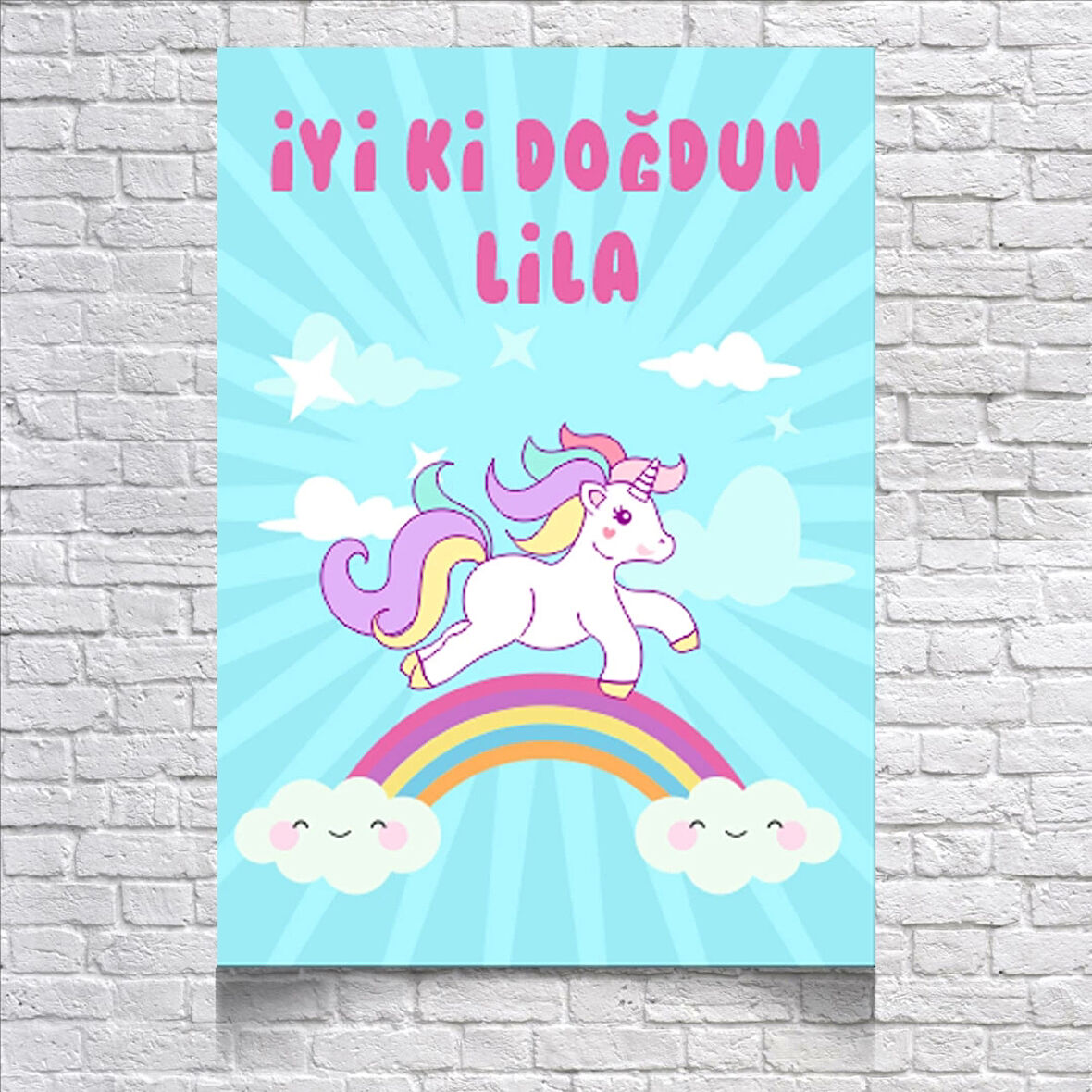 Unicorn Temalı Doğum Günü Afişi 50X70 cm