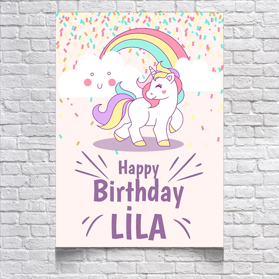 Unicorn Temalı Doğum Günü Afişi 35X50 cm