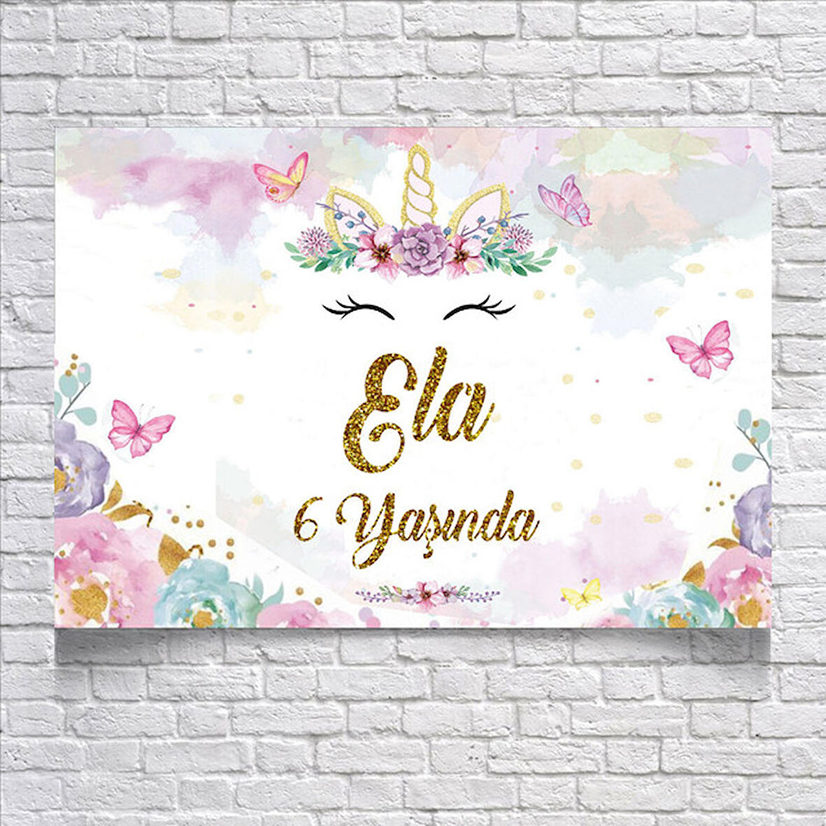 Unicorn Temalı Doğum Günü Afişi 50 x 70