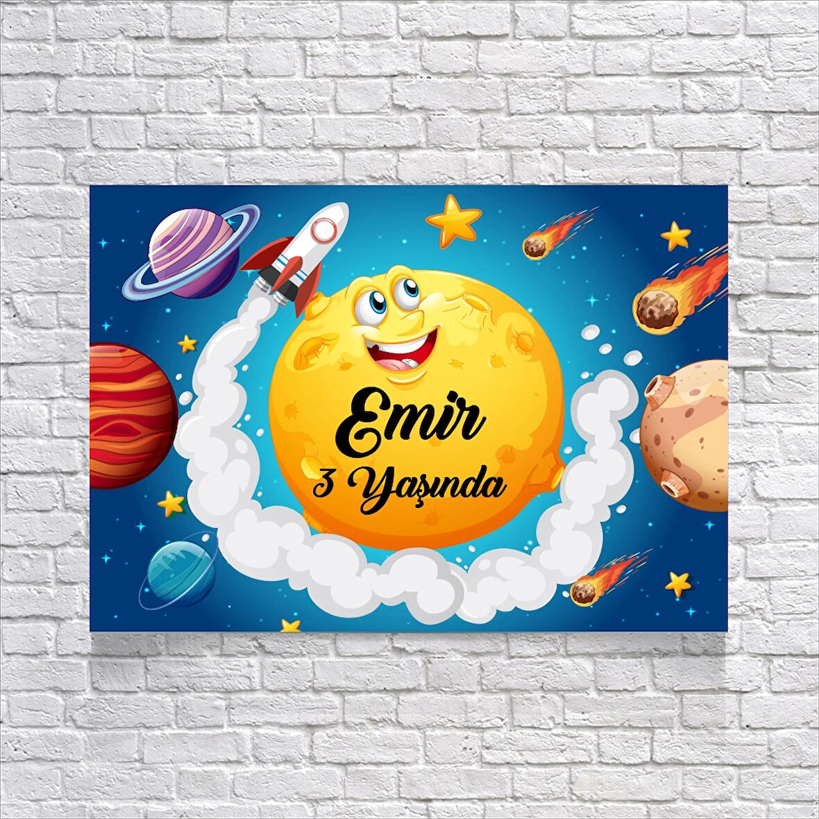 Uzay Temalı Doğum Günü Afişi 100X150 cm