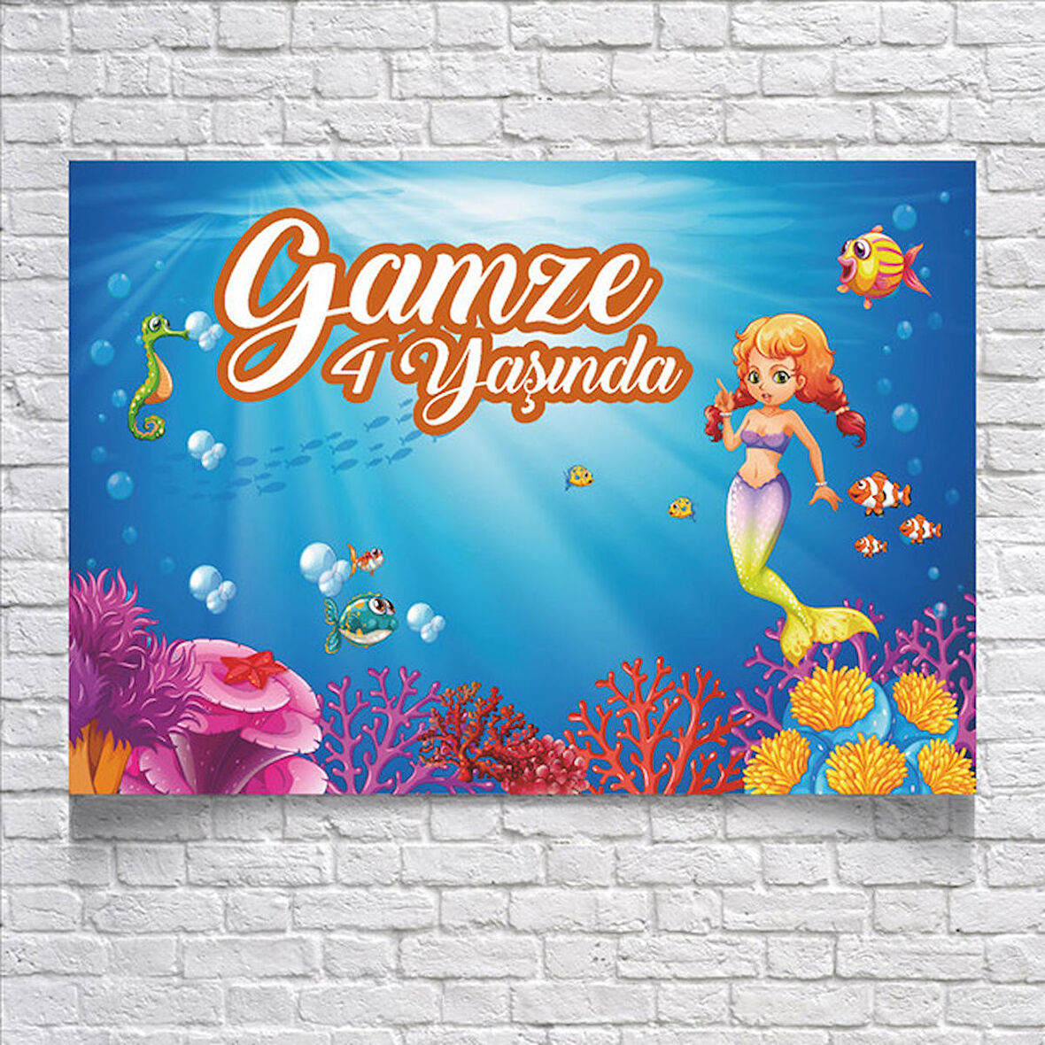 Deniz ve Deniz Kızı Temalı Doğum Günü Afişi 35X50 cm