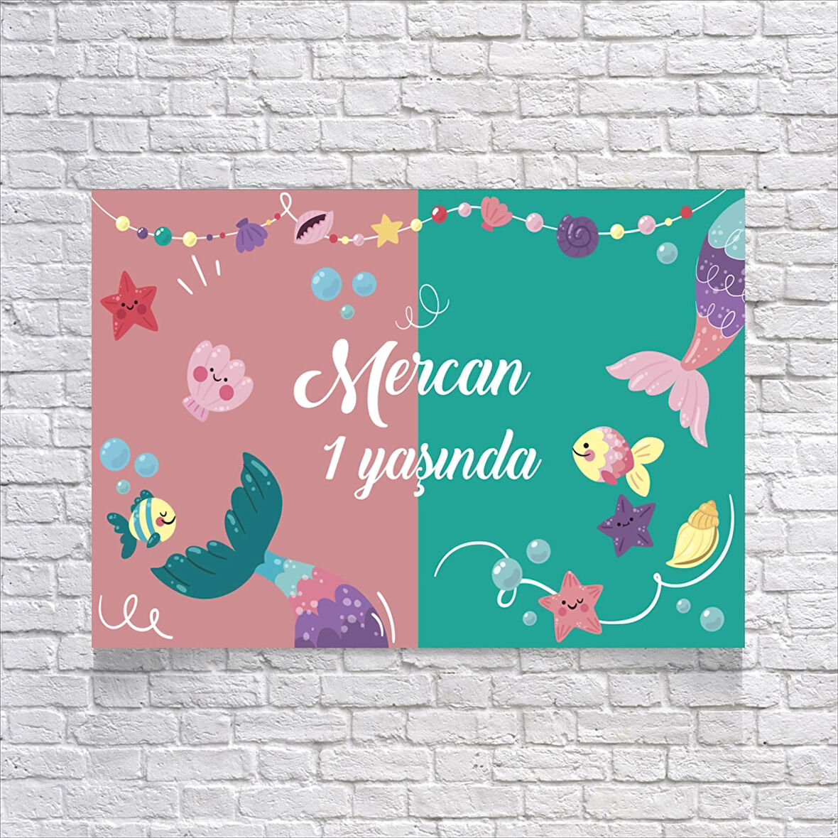 Mercan Temalı Doğum Günü Afişi 35X50 cm