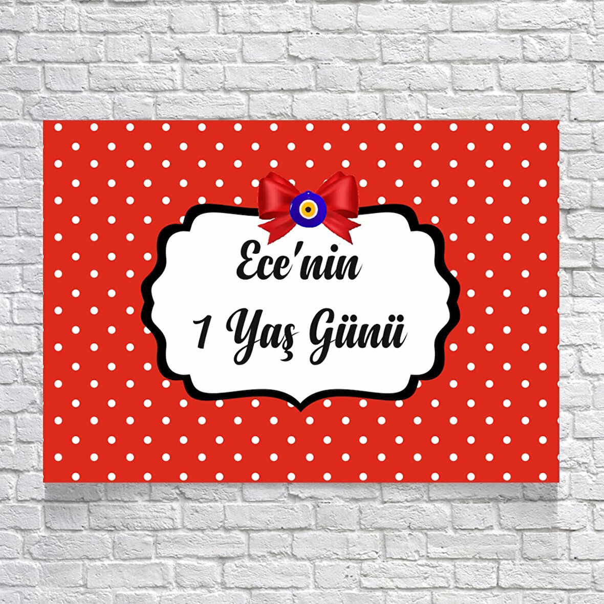 Kırmızı Puantiyeli Doğum Günü Afişi 35X50 cm