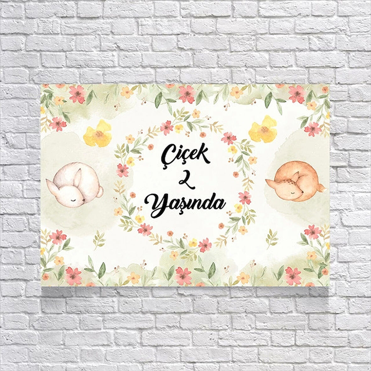 Çiçek Temalı Doğum Günü Afişi 50x70 Cm