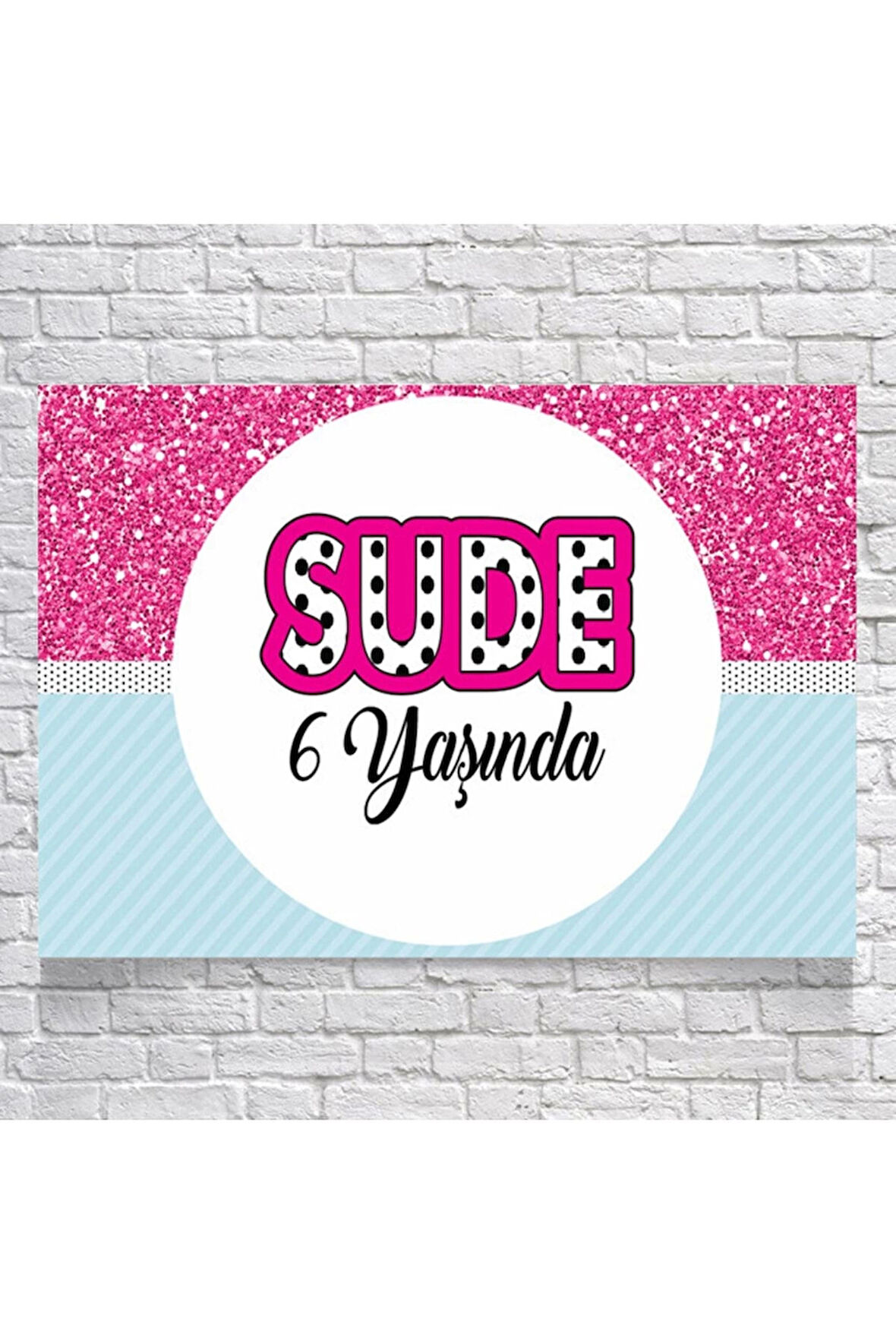 Pembe Pul Desenli Doğum Günü Afişi 70X100 cm