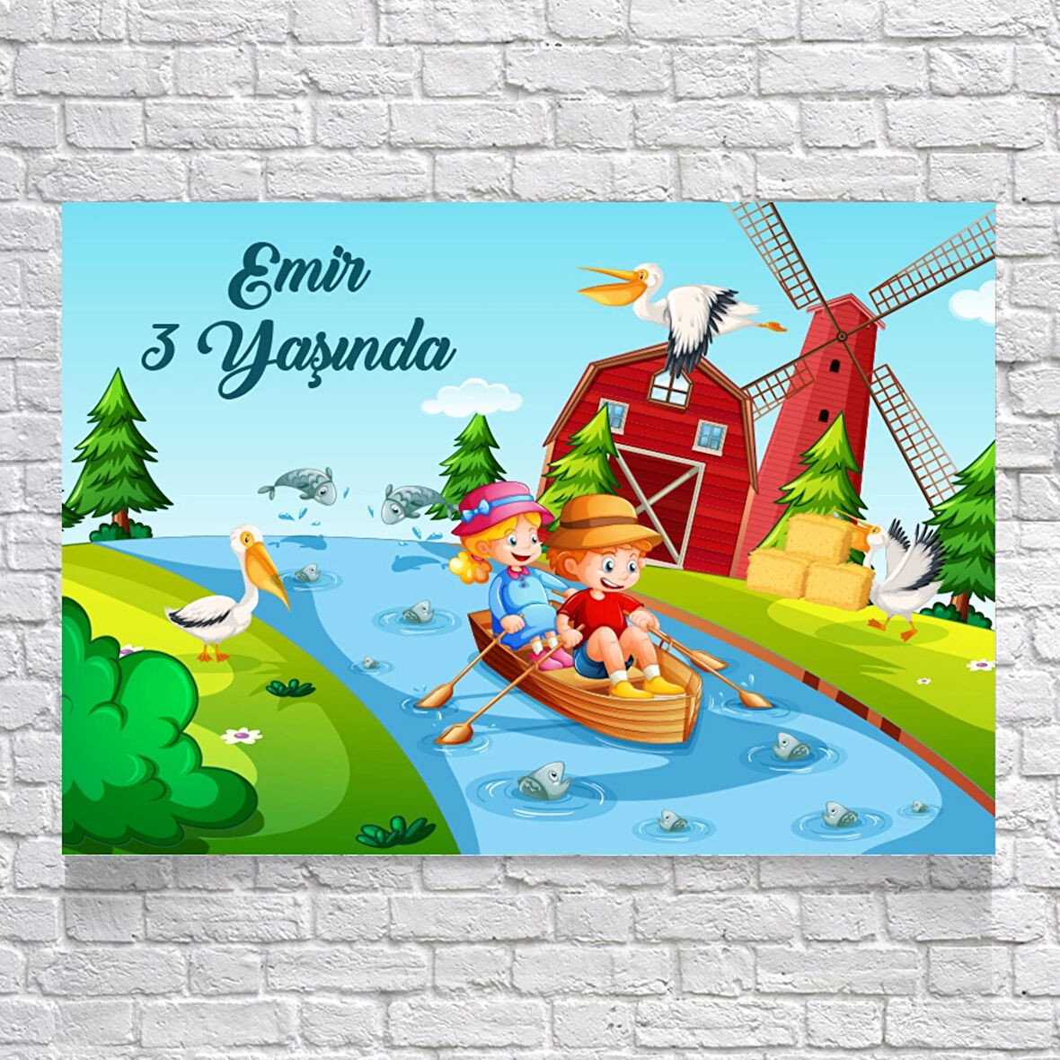 Çiftlik ve Dere Temalı Doğum Günü Afişi 35X50 cm