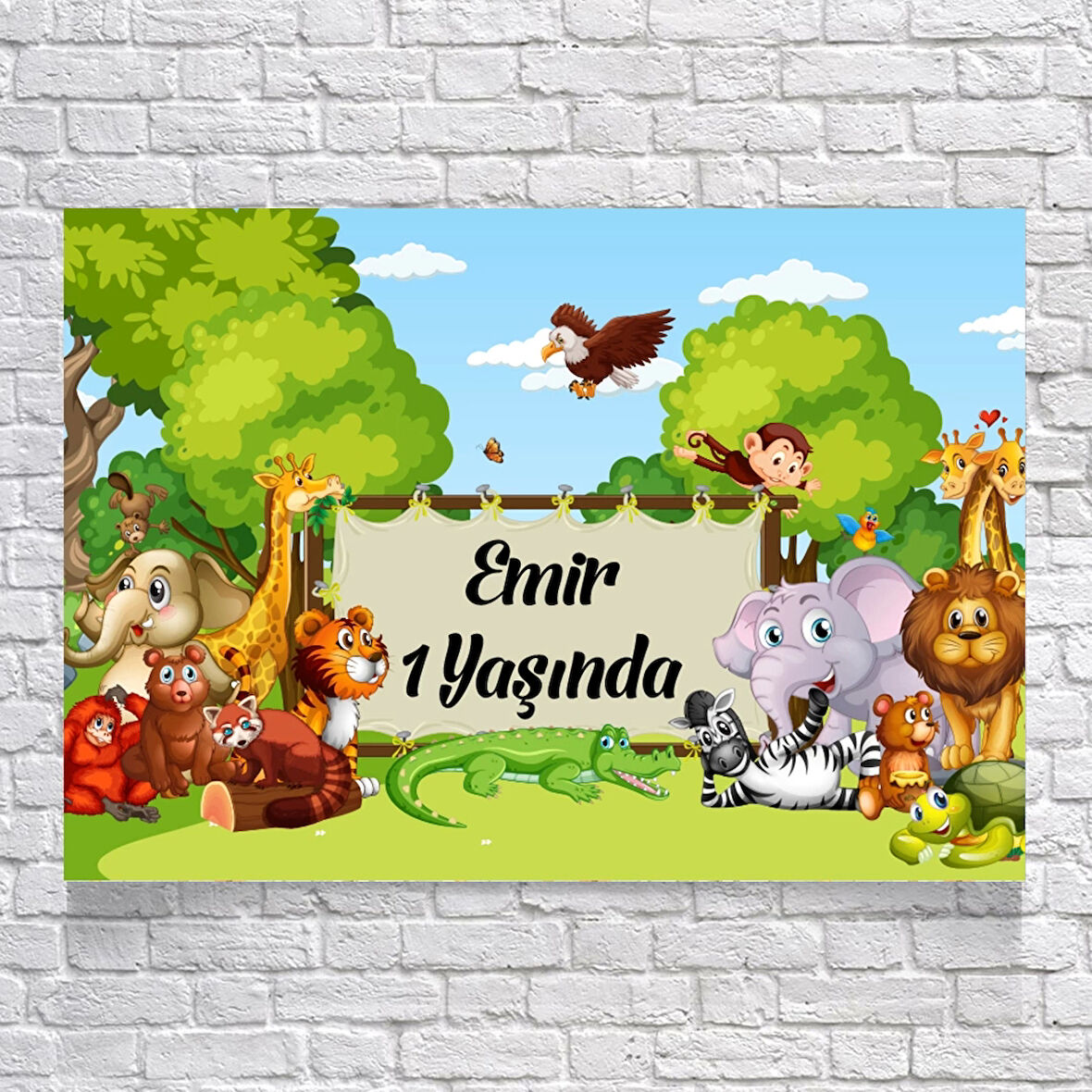 Safari Temalı Doğum Günü Afişi 70X100 cm