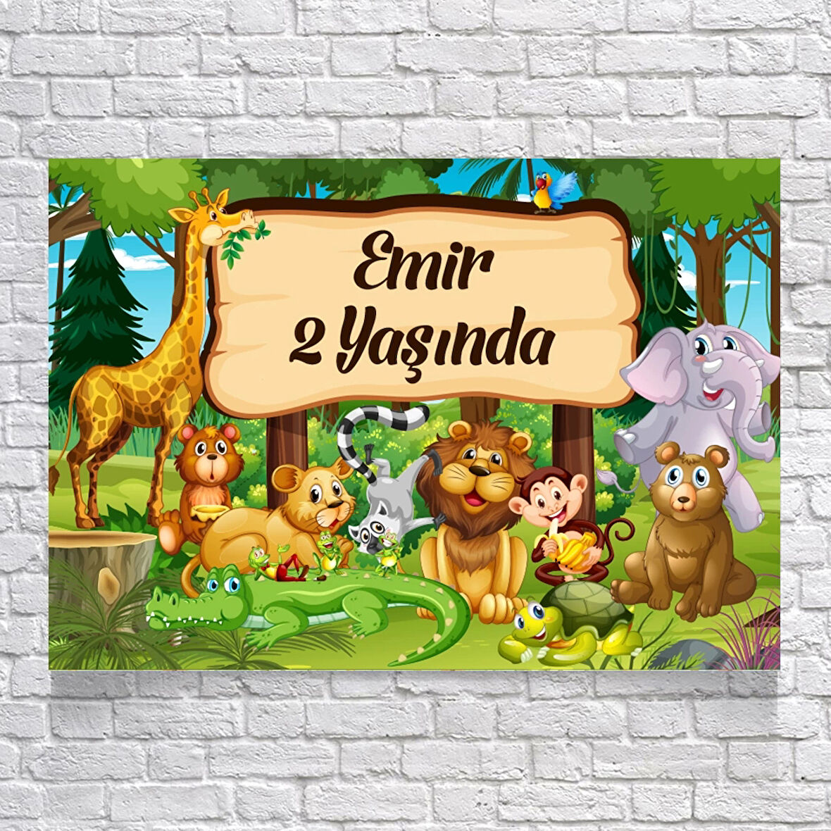 Safari Temalı Doğum Günü Afişi 50X70 cm